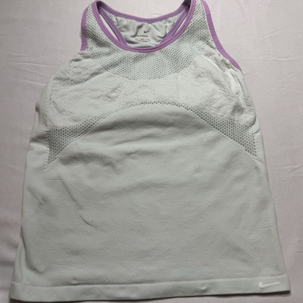 NIKE SPHERE DRI FIT Womens L/XL Blue Racerback Tank Yoga Running Tennis Athletic